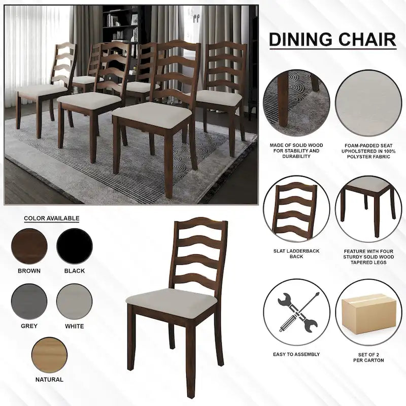 Chaises de salle à manger en bois CraftPorch Sophistique (lot de 2) - Non disponible