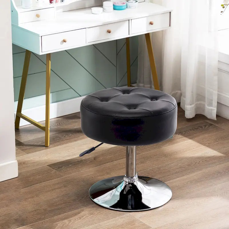 Tabouret de coiffeuse rond pivotant à hauteur réglable avec repose-pieds