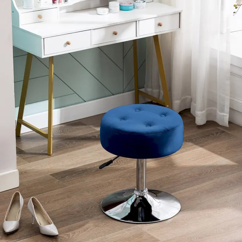 Tabouret de coiffeuse rond pivotant à hauteur réglable avec repose-pieds