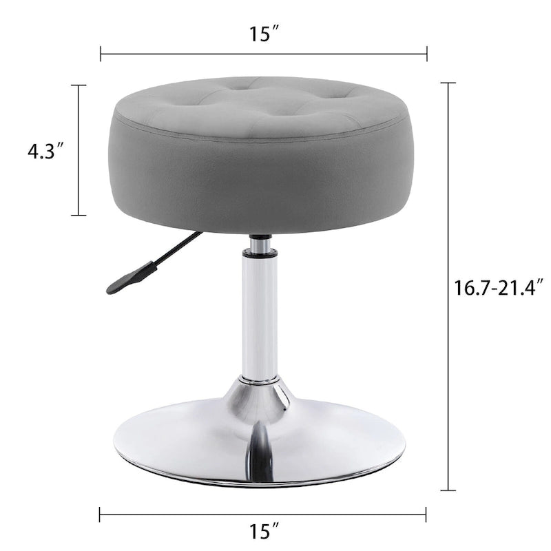 Tabouret de coiffeuse rond pivotant à hauteur réglable avec repose-pieds