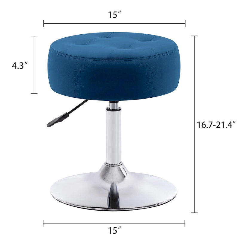 Tabouret de coiffeuse rond pivotant à hauteur réglable avec repose-pieds
