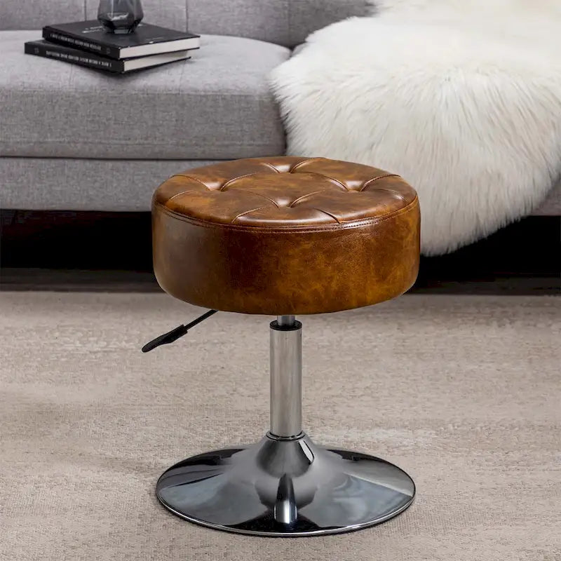 Tabouret de coiffeuse rond pivotant à hauteur réglable avec repose-pieds