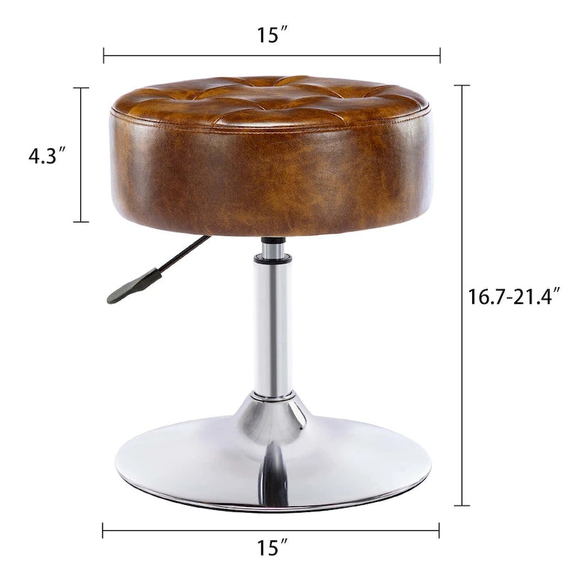 Tabouret de coiffeuse rond pivotant à hauteur réglable avec repose-pieds