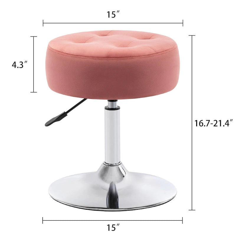 Tabouret de coiffeuse rond pivotant à hauteur réglable avec repose-pieds