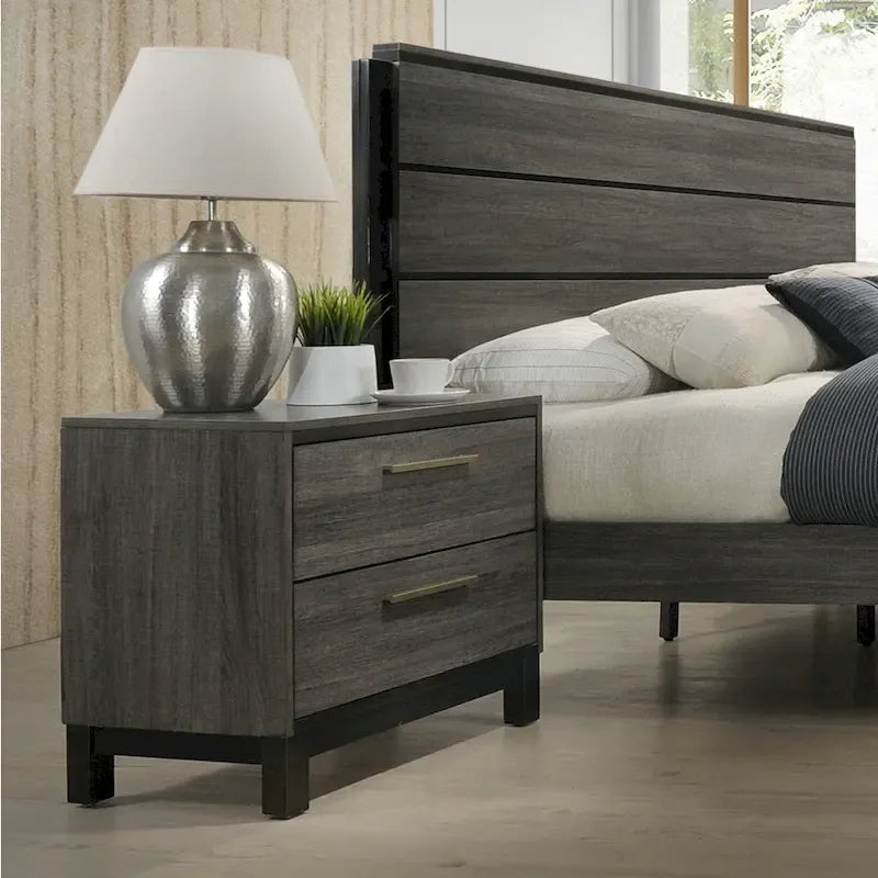 Ensemble de chambre à coucher Roundhill Furniture Ioana 187 Queen 6 pièces en bois gris antique