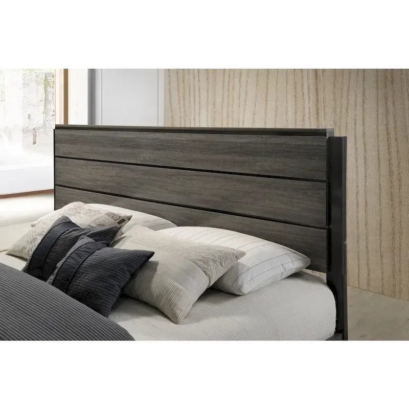 Ensemble de chambre à coucher Roundhill Furniture Ioana 187 Queen 6 pièces en bois gris antique