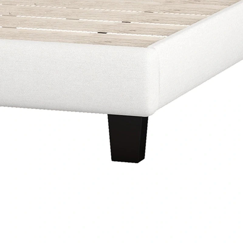 Lit plateforme moderne King Size avec tête de lit capitonnée, cadre de lit robuste à boutons capitonnés et sommier à lattes en bois, beige