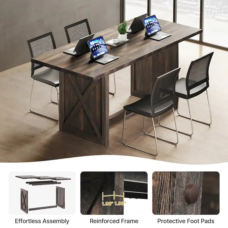 Moasis 70.8 Grande table de cuisine/salle à manger de style campagnard pour 6 à 8 personnes