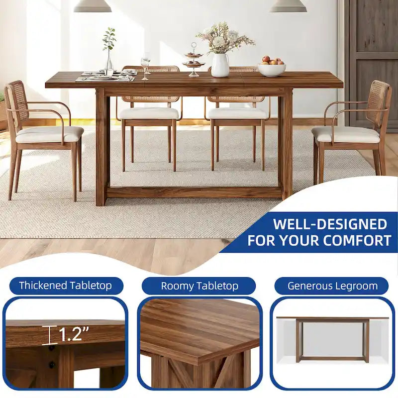 Moasis 70.8 Grande table de cuisine/salle à manger de style campagnard pour 6 à 8 personnes