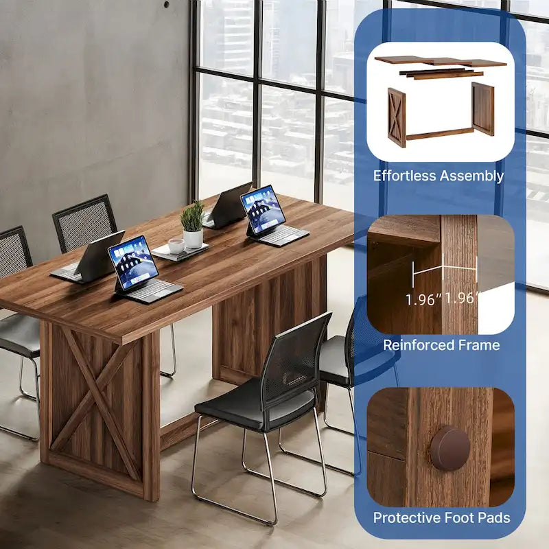 Moasis 70.8 Grande table de cuisine/salle à manger de style campagnard pour 6 à 8 personnes