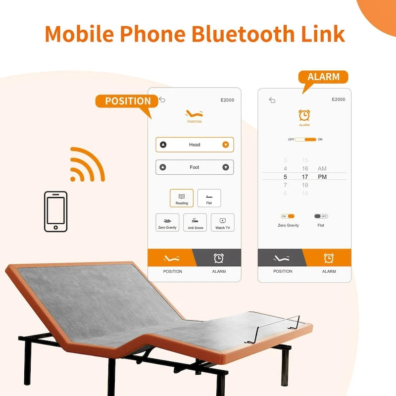 Cadre de lit ajustable ESHINE - Matelas hybride en mousse à mémoire de forme de 35,5 cm (14 pouces) Série 2000