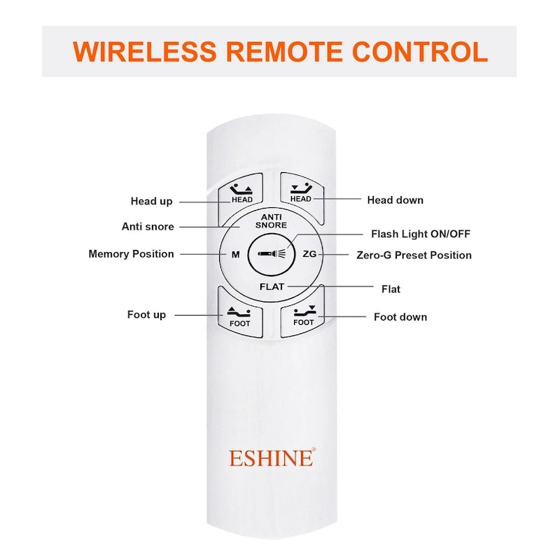 Cadre de lit ajustable ESHINE - Matelas hybride en mousse à mémoire de forme de 35,5 cm (14 pouces) Série 2000