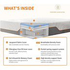 Cadre de lit ajustable ESHINE - Matelas hybride en mousse à mémoire de forme de 35,5 cm (14 pouces) Série 2000