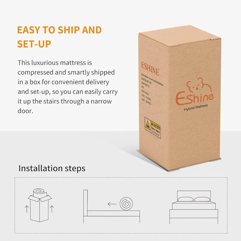 Cadre de lit ajustable ESHINE - Matelas hybride en mousse à mémoire de forme de 35,5 cm (14 pouces) Série 2000