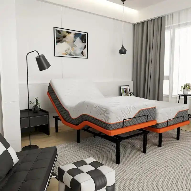 Cadre de lit ajustable ESHINE - Matelas hybride en mousse à mémoire de forme de 35,5 cm (14 pouces) Série 2000