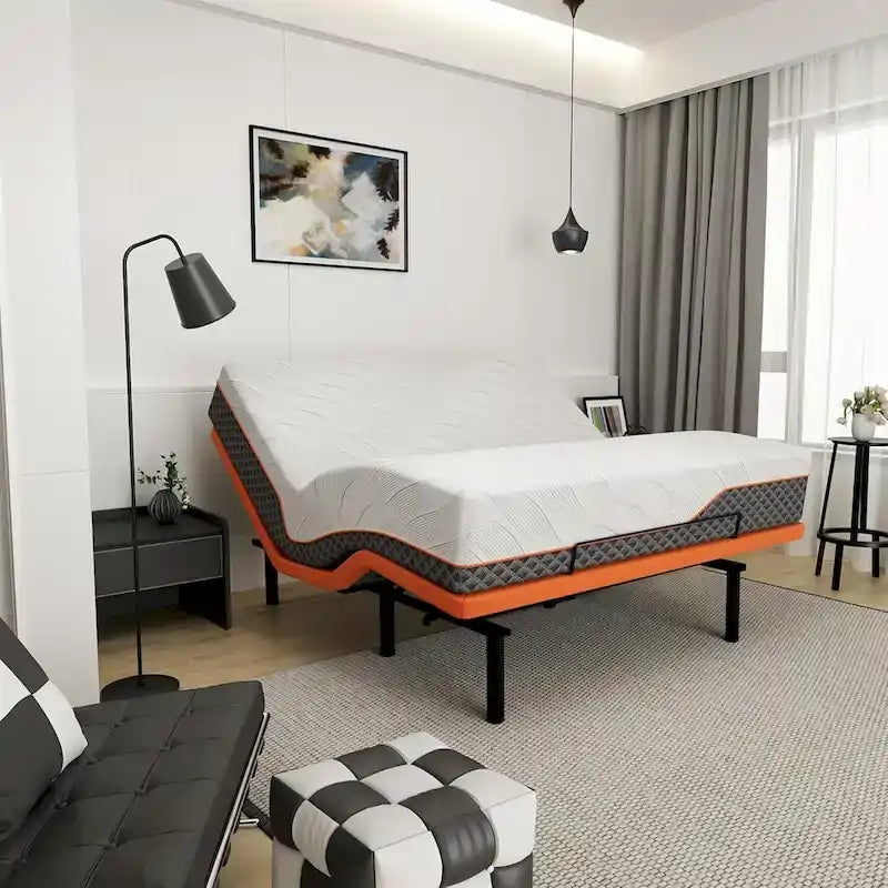 Cadre de lit ajustable ESHINE - Matelas hybride en mousse à mémoire de forme de 35,5 cm (14 pouces) Série 2000