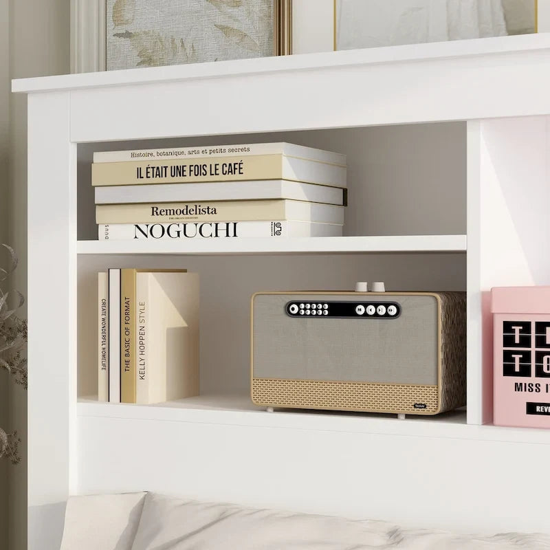Tête de lit bibliothèque 65Timechee Queen avec éclairage RGB et étagère réglable