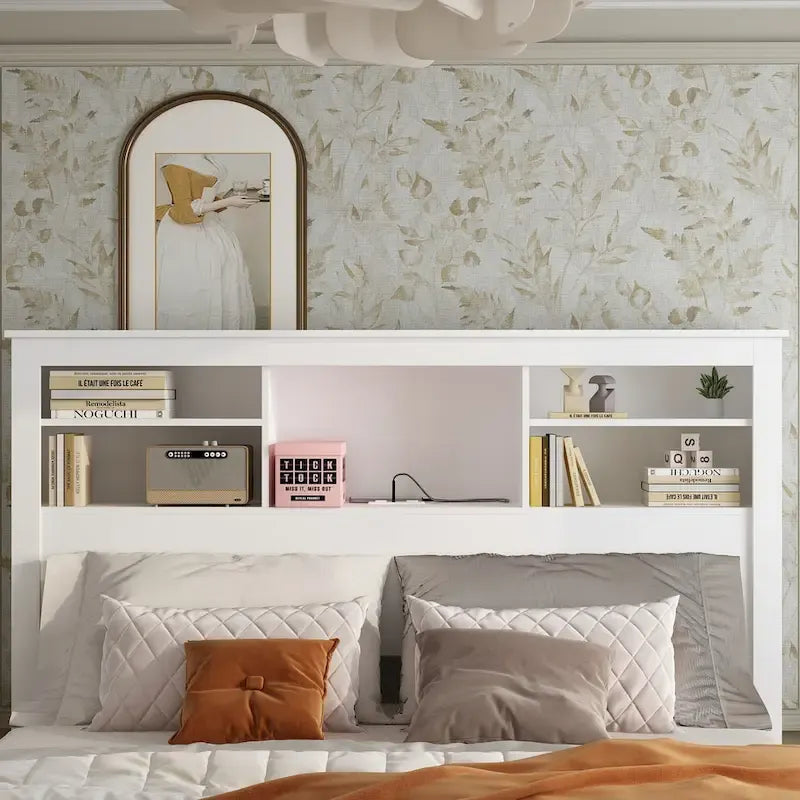 Tête de lit bibliothèque 65Timechee Queen avec éclairage RGB et étagère réglable