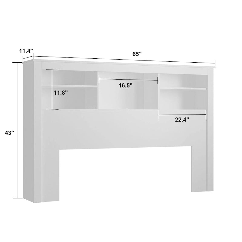 Tête de lit bibliothèque 65Timechee Queen avec éclairage RGB et étagère réglable