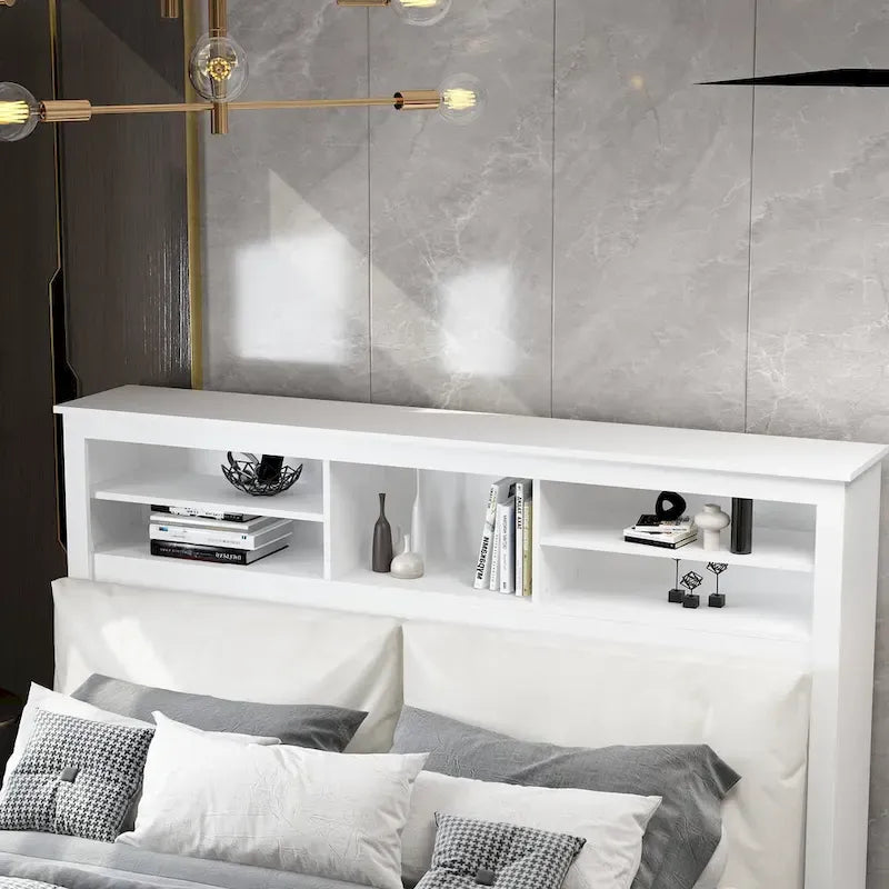 Tête de lit bibliothèque 65Timechee Queen avec éclairage RGB et étagère réglable