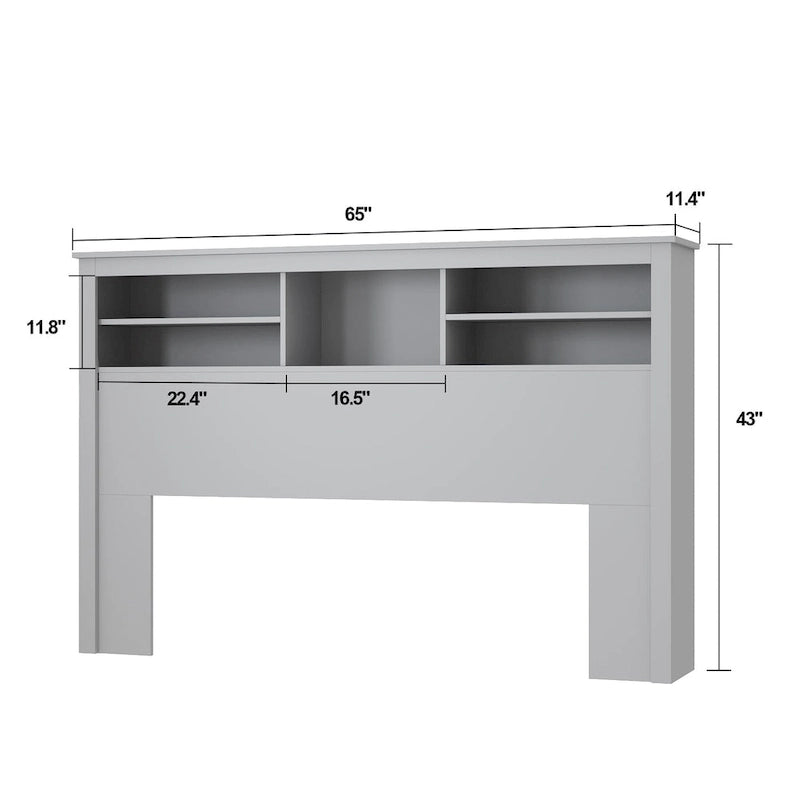 Tête de lit bibliothèque 65Timechee Queen avec éclairage RGB et étagère réglable