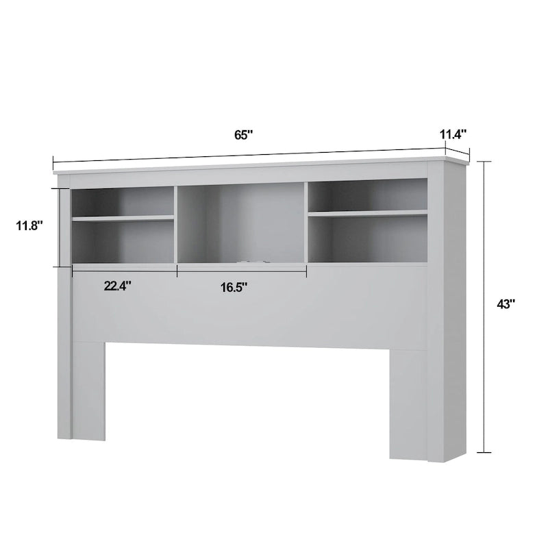 Tête de lit bibliothèque 65Timechee Queen avec éclairage RGB et étagère réglable