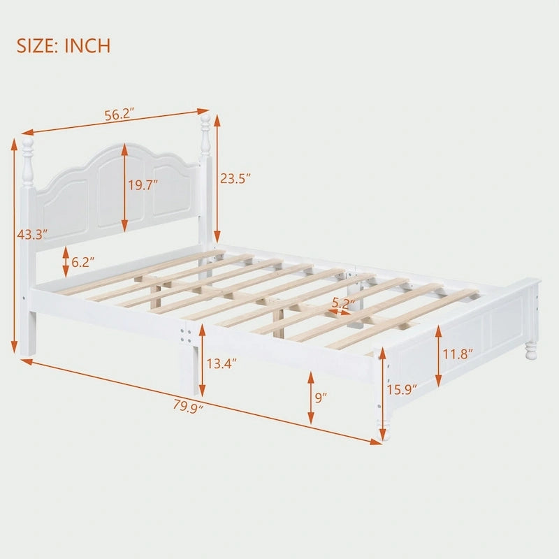 Cadre de lit plateforme en bois pleine grandeur
