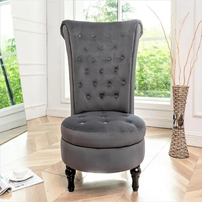 Chaise de coiffeuse Gosser 20 pouces de large en velours à dossier haut