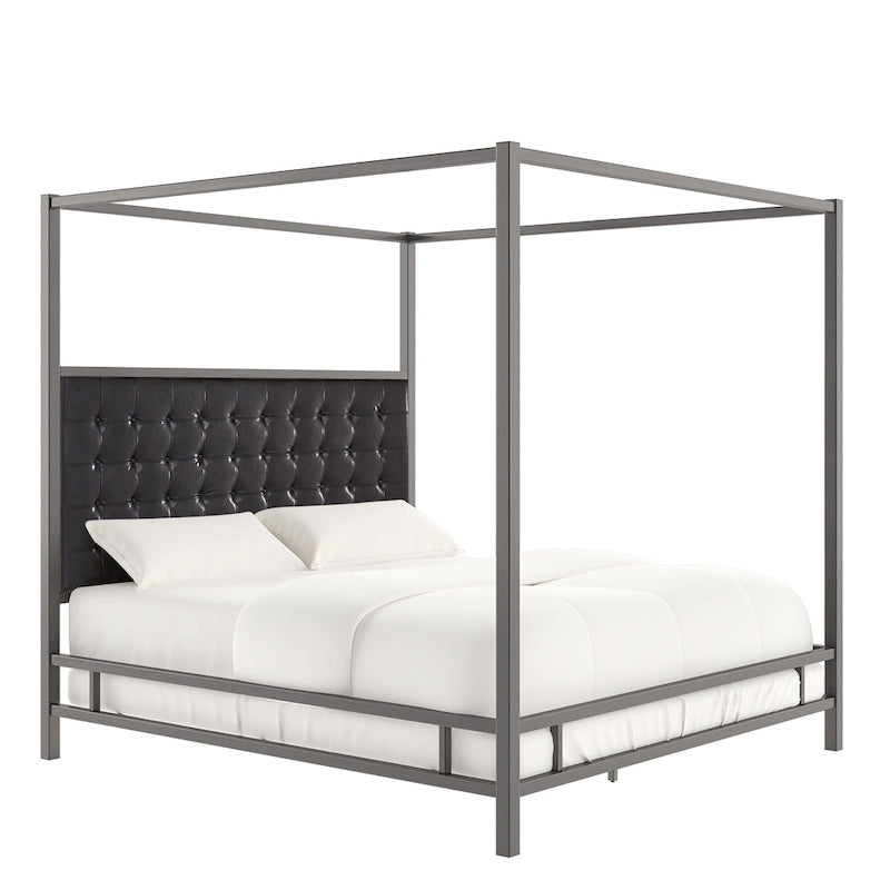 Lit à baldaquin Solivita King-size avec cadre en nickel noir par INSPIRE Q Bold