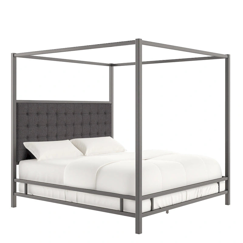 Lit à baldaquin Solivita King-size avec cadre en nickel noir par INSPIRE Q Bold