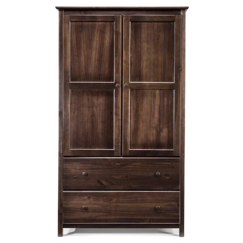 Armoire Shaker en bois massif à 2 portes, aspect grainé - 41 x 72 x 22