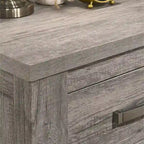 Ensemble de chambre à coucher contemporain Roundhill Furniture Floren en bois gris vieilli, comprenant un lit à panneaux, une commode, un miroir, une table de chevet et une commode