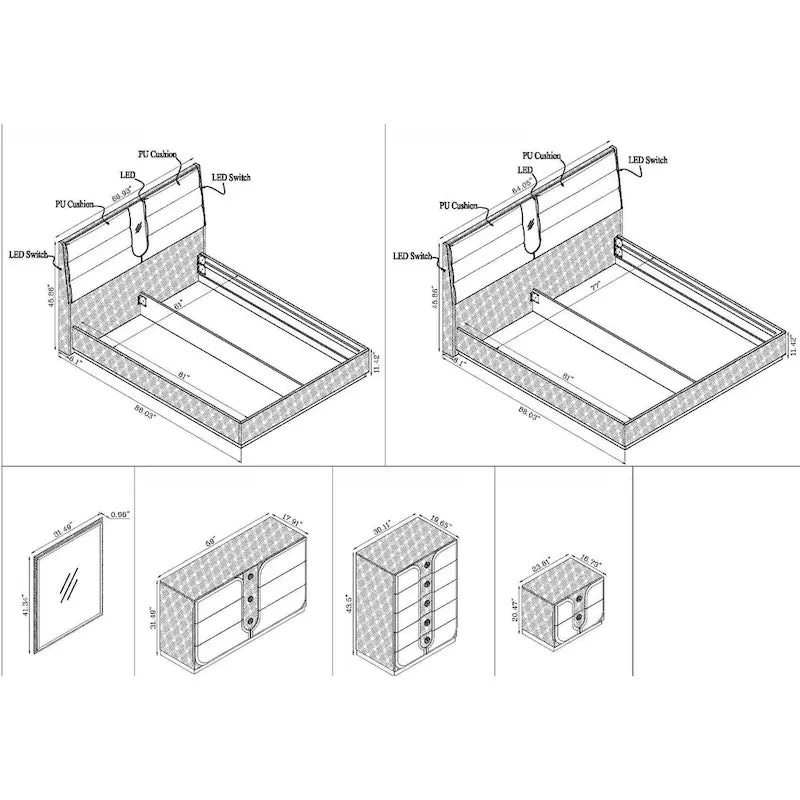 Ensemble de chambre à coucher Somette Manchester 4 pièces