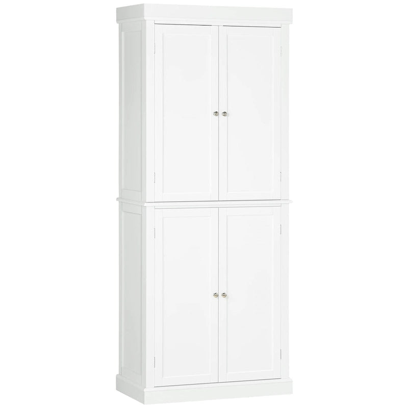 HOMCOM Meuble de rangement de cuisine moderne autoportant à 4 portes, avec 6 étagères à niveaux et 4 étagères réglables.