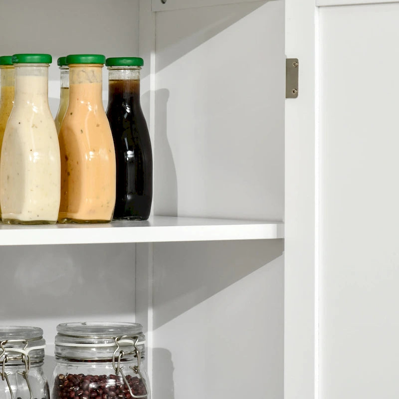 HOMCOM Meuble de rangement de cuisine moderne autoportant à 4 portes, avec 6 étagères à niveaux et 4 étagères réglables.