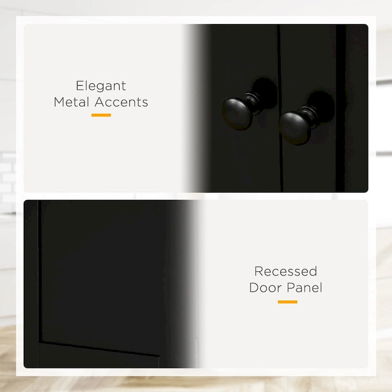 HOMCOM Meuble de rangement de cuisine moderne autoportant à 4 portes, avec 6 étagères à niveaux et 4 étagères réglables.