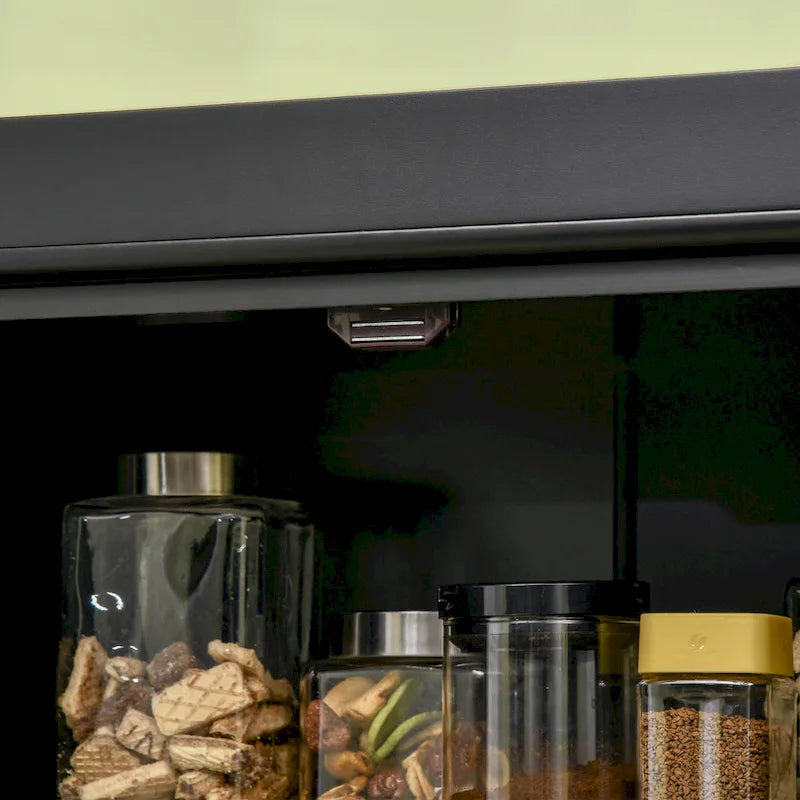 HOMCOM Meuble de rangement de cuisine moderne autoportant à 4 portes, avec 6 étagères à niveaux et 4 étagères réglables.