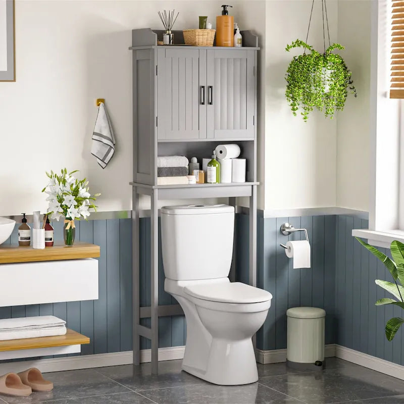 Meuble de rangement pour salle de bain VEIKOUS à installer au-dessus des toilettes, avec portes et étagères