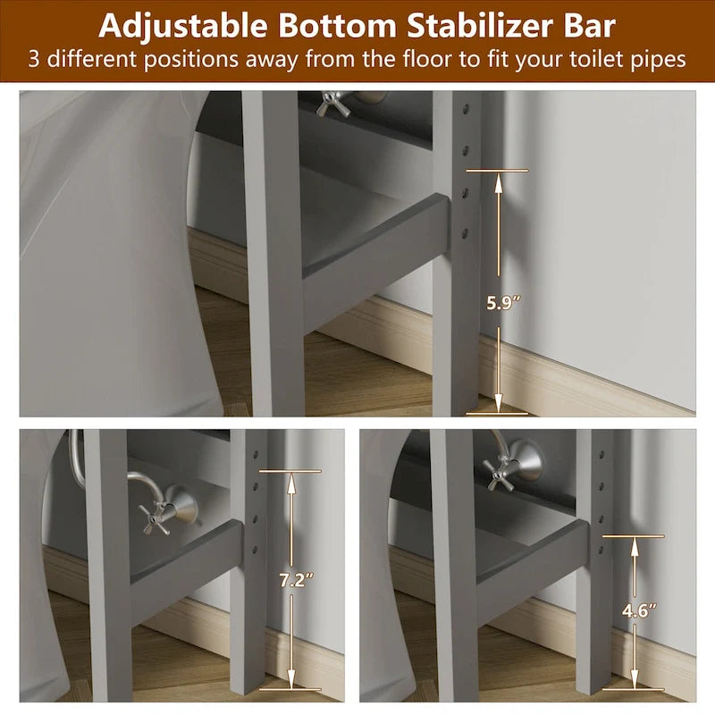 Meuble de rangement pour salle de bain VEIKOUS à installer au-dessus des toilettes, avec portes et étagères