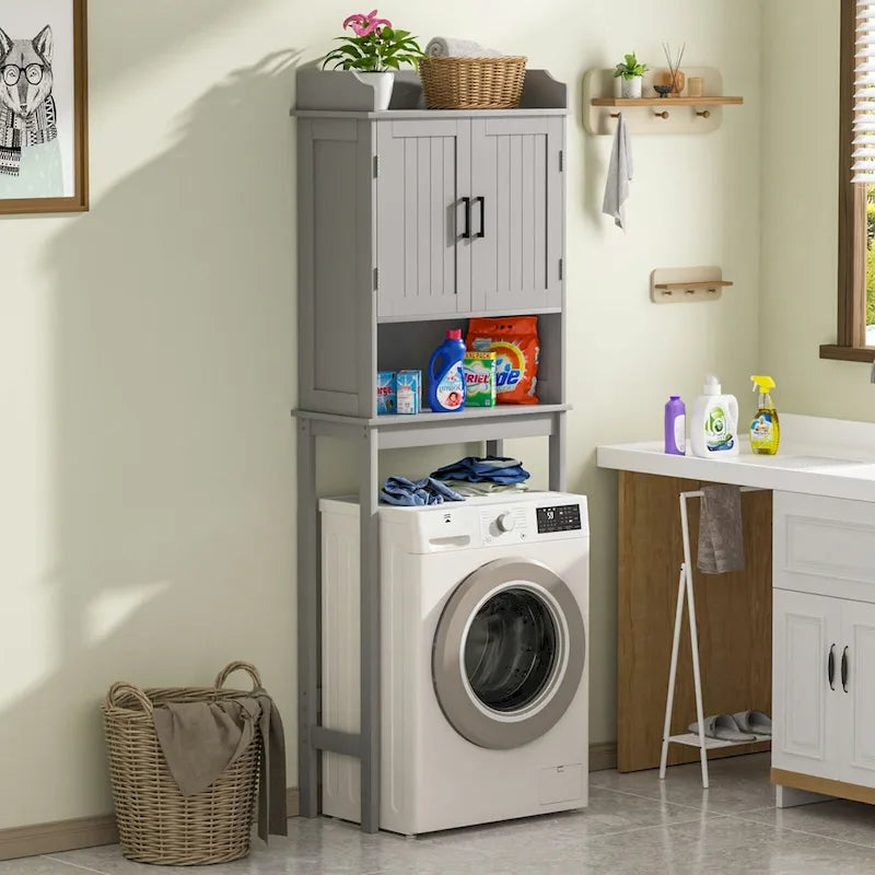 Meuble de rangement pour salle de bain VEIKOUS à installer au-dessus des toilettes, avec portes et étagères