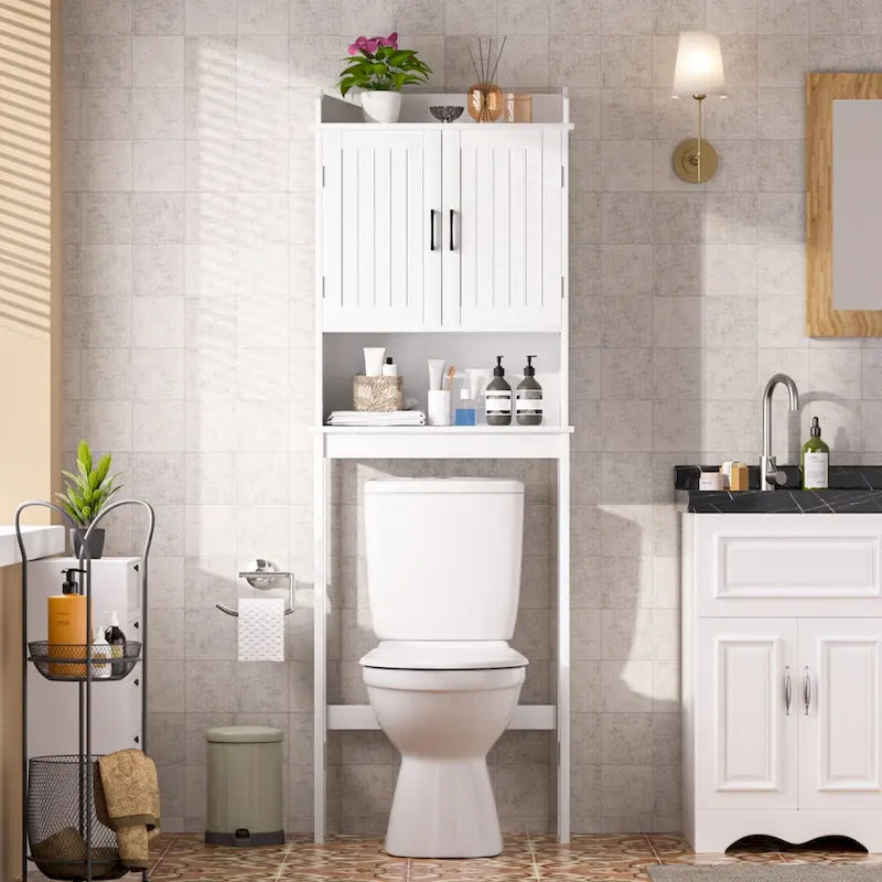 Meuble de rangement pour salle de bain VEIKOUS à installer au-dessus des toilettes, avec portes et étagères