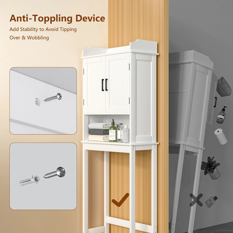 Meuble de rangement pour salle de bain VEIKOUS à installer au-dessus des toilettes, avec portes et étagères