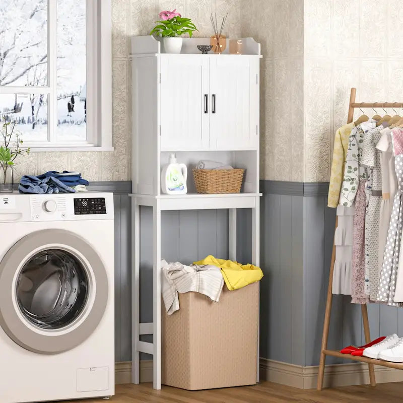 Meuble de rangement pour salle de bain VEIKOUS à installer au-dessus des toilettes, avec portes et étagères