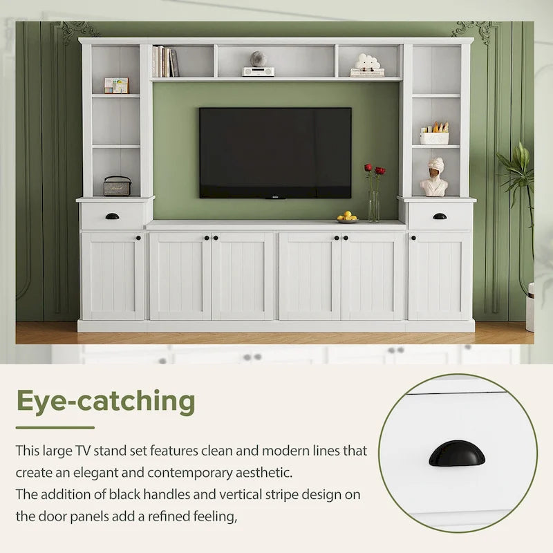 Meuble TV avec pont, support TV avec étagères réglables pour téléviseurs jusqu'à 75 pouces, deux consoles multimédias