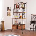 SEI Furniture Docherty Black Baker's Rack with Rattan Baskets