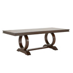 Ensemble de salle à manger rectangulaire extensible Willa en bois de cerisier foncé et tissu beige par iNSPIRE Q Classic