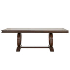 Ensemble de salle à manger rectangulaire extensible Willa en bois de cerisier foncé et tissu beige par iNSPIRE Q Classic