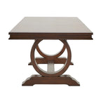 Ensemble de salle à manger rectangulaire extensible Willa en bois de cerisier foncé et tissu beige par iNSPIRE Q Classic