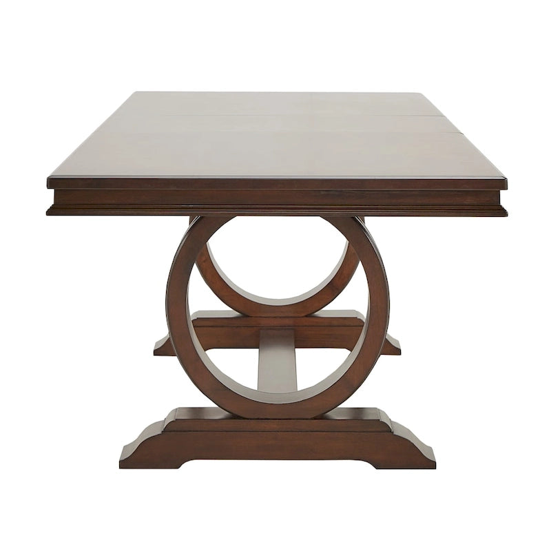 Ensemble de salle à manger rectangulaire extensible Willa en bois de cerisier foncé et tissu beige par iNSPIRE Q Classic