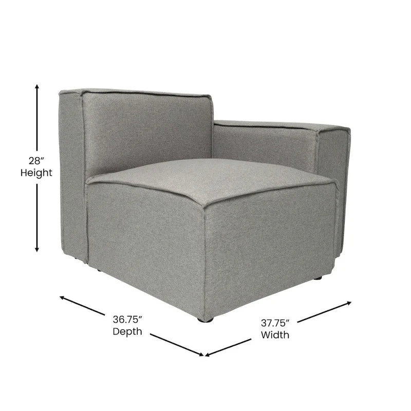 Canapé d'angle modulaire contemporain avec fauteuil droit et accoudoir